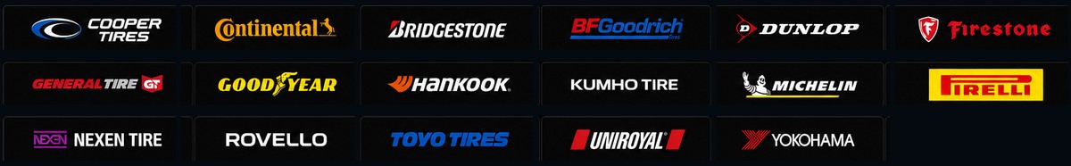 Approved tire brand logos available through Elite