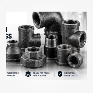Black iron pipe fittings assortment